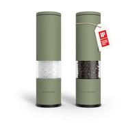 LARS NYSØM Juego de 2 molinillos de sal y pimienta manuales con molinillo de cerámica ajustable de grueso a fino I Juego de molinillos de especias de diseño (Sage Green)