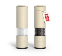 LARS NYSØM Juego de 2 molinillos de sal y pimienta manuales con molinillo de cerámica ajustable de grueso a fino I Juego de molinillos de especias de diseño (Almond Beige)