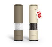 LARS NYSØM Juego de 2 molinillos de sal y pimienta manuales con molinillo de cerámica ajustable de grueso a fino I Juego de molinillos de especias de diseño (Brown/Beige)