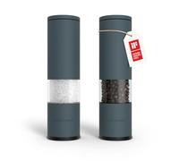 LARS NYSØM Juego de 2 molinillos de sal y pimienta manuales con molinillo de cerámica ajustable de grueso a fino I Juego de molinillos de especias de diseño (Stone Blue)
