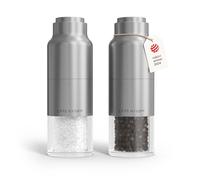 LARS NYSØM Juego de Molinillo de Sal y Pimienta de Acero Inoxidable con Molinillo Ajustable I Diseño de Botella Juego de Molinera de Especias Manual (Stainless Steel)