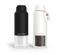 LARS NYSØM Juego de Molinillo de Sal y Pimienta de Acero Inoxidable con Molinillo Ajustable I Diseño de Botella Juego de Molinera de Especias Manual (Black/White)