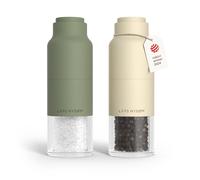 LARS NYSØM Juego de Molinillo de Sal y Pimienta de Acero Inoxidable con Molinillo Ajustable I Diseño de Botella Juego de Molinera de Especias Manual (Green/Beige)
