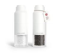 LARS NYSØM Juego de Molinillo de Sal y Pimienta de Acero Inoxidable con Molinillo Ajustable I Diseño de Botella Juego de Molinera de Especias Manual (Pure White)