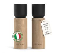 LARS NYSØM Molinillo de Sal y Pimienta de Madera Manual - Juego de Molinillos con Mecanismo de Cerámica Ajustable - Molinillo de Sal y Pimienta Elegante de Haya para Cocina o Mesa (Carbon Black)