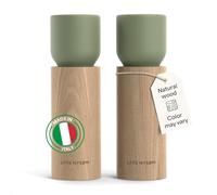LARS NYSØM Molinillo de Sal y Pimienta de Madera Manual - Juego de Molinillos con Mecanismo de Cerámica Ajustable - Molinillo de Sal y Pimienta Elegante de Haya para Cocina o Mesa (Sage Green)