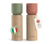 LARS NYSØM Molinillo de Sal y Pimienta de Madera Manual - Juego de Molinillos con Mecanismo de Cerámica Ajustable - Molinillo de Sal y Pimienta Elegante de Haya para Cocina o Mesa (Red/Green)