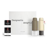 LARS NYSØM Molinillos de Sal y Pimienta - Set de Regalo con Diseño de Botella y 2 Especias Premium (Sal y Pimienta) - Caja Elegante para Cocina y Amantes de la Comida (Brown/Beige)