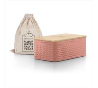 LARS NYSØM Panera I Recipiente para Pan con Bolsa incluida Hecha de Lino I Caja de Pan con Tapa de bambú Adaptable como Tabla de Cortar (Brick Red)