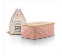 LARS NYSØM Panera I Recipiente para Pan con Bolsa incluida Hecha de Lino I Caja de Pan con Tapa de bambú Adaptable como Tabla de Cortar (Blush Rose)