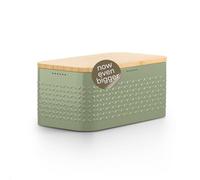 LARS NYSØM Panera - Paneras para Guardar El Pan - Metal Caja de Pan | 34.5x18.5x15.8cm Acero Inoxidable Paneras - Tapa de Bambú Adaptable como Tabla de Cortar - con Almohadillas Antideslizantes