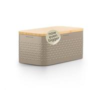 LARS NYSØM Panera - Paneras para Guardar El Pan - Metal Caja de Pan | 34.5x18.5x15.8cm Acero Inoxidable Paneras - Tapa de Bambú Adaptable como Tabla de Cortar - con Almohadillas Antideslizantes