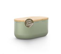 LARS NYSØM Panera Recipiente para Pan - Metal Paneras para Guardar El Pan | 34.5x18.5x15.8cm Recipiente para Pan con Almohadillas Antideslizantes - Caja de Pan con Tapa de Bambú como Tabla de Cortar