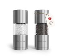 LARS NYSØM Set de Molinillos de Sal y Pimienta en Acero Inoxidable con Mecanismo de Cerámica Ajustable 2 Piezas I Set de Molinillos de Especias de Diseño Manual (Stainless Steel)