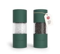 LARS NYSØM Set de Molinillos de Sal y Pimienta en Acero Inoxidable con Mecanismo de Cerámica Ajustable 2 Piezas I Set de Molinillos de Especias de Diseño Manual (Pine Green)