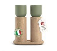 LARS NYSØM Set de molinillos manuales y bandeja en madera - Molino sal/pimienta con muelas cerámicas ajustables - Elegante diseño de haya para cocina o mesa (Sage Green)