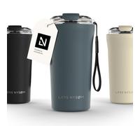 LARS NYSØM Taza Térmica Café 500ml - Aislante Vaso Termo Cafe para Llevar | Termo Cafe para Llevar de Acero Inoxidable - 4h Caliente 8h Frío Prueba de Fugas Bebida Caliente y Té - Correa y Tapa Tritan