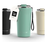 LARS NYSØM Taza Térmica Café 500ml - Aislante Vaso Termo Cafe para Llevar | Termo Cafe para Llevar de Acero Inoxidable - 4h Caliente 8h Frío Prueba de Fugas Bebida Caliente y Té - Correa y Tapa Tritan