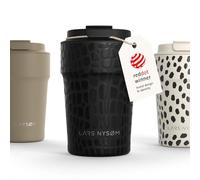 LARS NYSØM Taza térmica café para llevar 380ml | Travel Mug 0,38 L con aislante | Base de silicona antideslizante | Travel Mug de Acero Inoxidable para Café y Té (Black, 380ml)