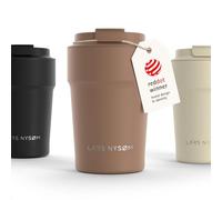 LARS NYSØM Taza térmica café para llevar 380ml | Travel Mug 0,38 L con aislante | Base de silicona antideslizante | Travel Mug de Acero Inoxidable para Café y Té (Mocha Brown - Powder, 380ml)