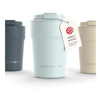 LARS NYSØM Taza térmica café para llevar 380ml | Travel Mug 0,38 L con aislante | Base de silicona antideslizante | Travel Mug de Acero Inoxidable para Café y Té (Misty Blue - Powder, 380ml)