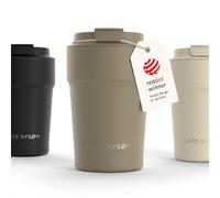LARS NYSØM Taza térmica café para llevar 380ml | Travel Mug 0,38 L con aislante | Base de silicona antideslizante | Travel Mug de Acero Inoxidable para Café y Té (Taupe Brown - Powder, 380ml)