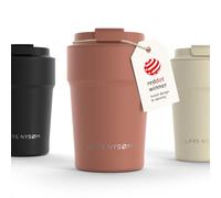LARS NYSØM Taza térmica café para llevar 380ml | Travel Mug 0,38 L con aislante | Base de silicona antideslizante | Travel Mug de Acero Inoxidable para Café y Té (Brick Red - Powder, 380ml)
