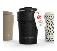LARS NYSØM Taza térmica café para llevar 380ml | Travel Mug 0,38 L con aislante | Base de silicona antideslizante | Travel Mug de Acero Inoxidable para Café y Té (Black, 380ml)