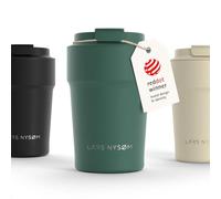 LARS NYSØM Taza térmica café para llevar 380ml | Travel Mug 0,38 L con aislante | Base de silicona antideslizante | Travel Mug de Acero Inoxidable para Café y Té (Pine Green - Powder, 380ml)