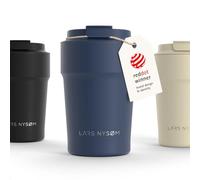 LARS NYSØM Taza térmica café para llevar 380ml | Travel Mug 0,38 L con aislante | Base de silicona antideslizante | Travel Mug de Acero Inoxidable para Café y Té (Midnight Blue - Powder, 380ml)