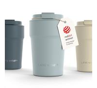 LARS NYSØM Taza térmica café para llevar 380ml | Travel Mug 0,38 L con aislante | Base de silicona antideslizante | Travel Mug de Acero Inoxidable para Café y Té (Sky Blue - Powder, 380ml)
