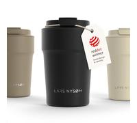 LARS NYSØM Taza térmica café para llevar 380ml | Travel Mug 0,38 L con aislante | Base de silicona antideslizante | Travel Mug de Acero Inoxidable para Café y Té (Carbon Black - Powder, 380ml)