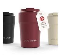 LARS NYSØM Taza térmica café para llevar 380ml | Travel Mug 0,38 L con aislante | Base de silicona antideslizante | Travel Mug de Acero Inoxidable para Café y Té (Berry Red - Powder, 380ml)