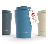 LARS NYSØM Taza térmica café para llevar 380ml | Travel Mug 0,38 L con aislante | Base de silicona antideslizante | Travel Mug de Acero Inoxidable para Café y Té (Calypso Blue - Powder, 380ml)