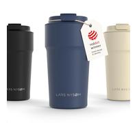 LARS NYSØM Taza térmica café para llevar 500ml | Travel Mug 0,5 L con aislante | Base de silicona antideslizante | Travel Mug de Acero Inoxidable para Café y Té (Midnight Blue - Powder, 500ml)