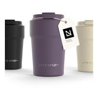 LARS NYSØM Taza térmica café para llevar | Termo Café para llevar de 0,38 litros con aislante | Travel Mug de Acero Inoxidable a Prueba de Fugas para la Bebida Caliente y Té (Deep Purple, 380ml)