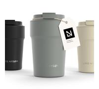 LARS NYSØM Taza térmica café para llevar | Termo Café para llevar de 0,38 litros con aislante | Travel Mug de Acero Inoxidable a Prueba de Fugas para la Bebida Caliente y Té (Ash Gray, 380ml)
