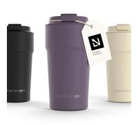 LARS NYSØM Taza térmica café para llevar | Termo Café para llevar de 0,5 litros con aislante | Travel Mug de Acero Inoxidable a Prueba de Fugas para la Bebida Caliente y el Té (Deep Purple, 500ml)