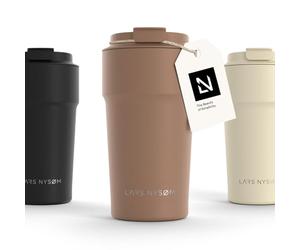 LARS NYSØM Taza térmica café para llevar | Termo Café para llevar de 0,5 litros con aislante | Travel Mug de Acero Inoxidable a Prueba de Fugas para la Bebida Caliente y el Té (Mocha Brown, 500ml)