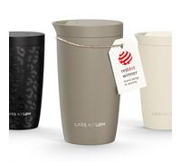 LARS NYSØM Taza Térmica para Llevar 350 ml | Travel Mug con Aislamiento | Tapa de Presión Rápida | Vaso Térmico de Acero Inoxidable Antigoteo para Café y Té (Taupe Brown, 380ml)