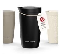LARS NYSØM Taza Térmica para Llevar 350 ml | Travel Mug con Aislamiento | Tapa de Presión Rápida | Vaso Térmico de Acero Inoxidable Antigoteo para Café y Té (Carbon Black, 380ml)