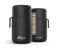 LARS NYSØM Termo para comida personalizado de acero inoxidable con recipiente aislado y tarro al vacío con grabado - Idea de regalo con nombre para hombres y mujeres (Carbon Black, 700ml)