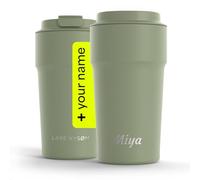 LARS NYSØM Vaso térmico para café para llevar personalizado 500 ml | Travel mug de acero inoxidable 0,5 ltiros con grabado | Vaso térmico antigoteo como regalo con nombre (Sage Green, 500ml)