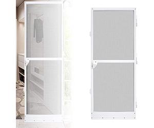 LARS360 Mosquitera blanca para puertas, protección contra insectos para puerta de balcón, hasta 120 x 240 cm, con marco de aluminio, evita las plagas de insectos