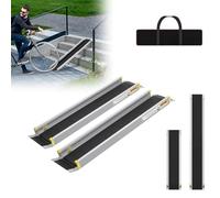 LARS360 Rampa telescópica para silla de ruedas, 2 unidades, de aluminio, para escaleras, para silla de ruedas, hasta 300 kg, rampa telescópica ajustable 121-183-213 cm