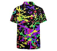 LARSD Camisa Abotonada de los 80 para Hombre - Estilo Retro de los 90 - Estilo Hawaiano Retro - para Fiesta de Disco, XL