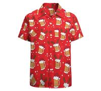 LARSD Camisas de los años 80 para hombre, camisa con botones de los años 90, camisa vintage retro hawaiana, camisa de playa de neón para discoteca, camisa divertida para fiesta, Cerveza navideña,
