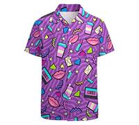 LARSD Camisas de los años 80 para hombre de los años 90, camisa con botones, vintage, retro, hawaiana, camisa de playa, camisa de discoteca de neón, camisa divertida para fiesta, 80, 90, iconos