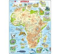 Larsen A22 Mapa físico de África, edición en Alemán, Puzzle de Marco con 63 Piezas