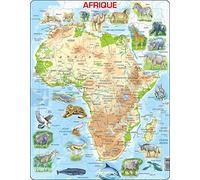 Larsen A22 Mapa físico de África, edición en Francés, Puzzle de Marco con 63 Piezas